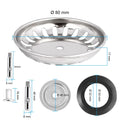 Stainless Steel Sink Strainer 80/82/84mm – Drain Basket Filter Sink Drain Strainer Babs 80mm