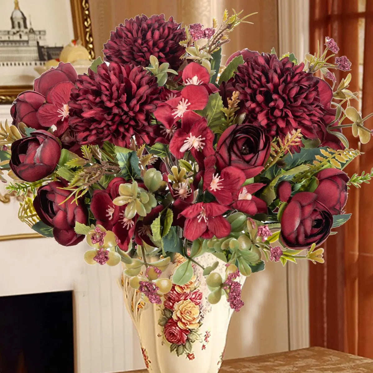 Artificial Silk Tea Rose Bouquet | Wedding & Home Décor Artificial Flower Bouquet Babs