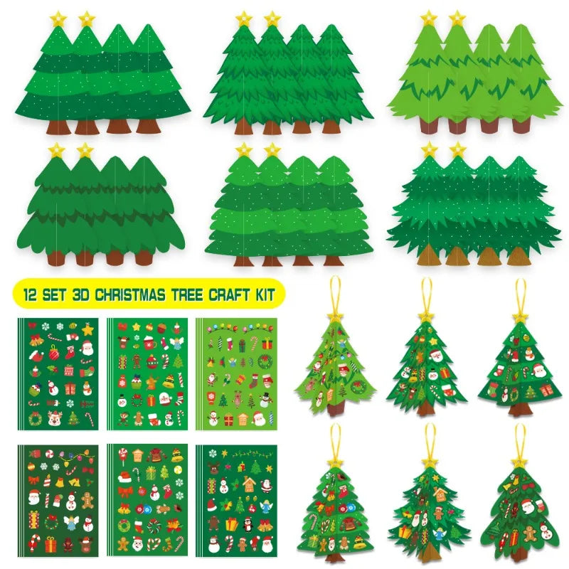 3D Christmas Tree DIY Craft Kit – Ornaments & Card Stickers DIY Craft Kit Babs
