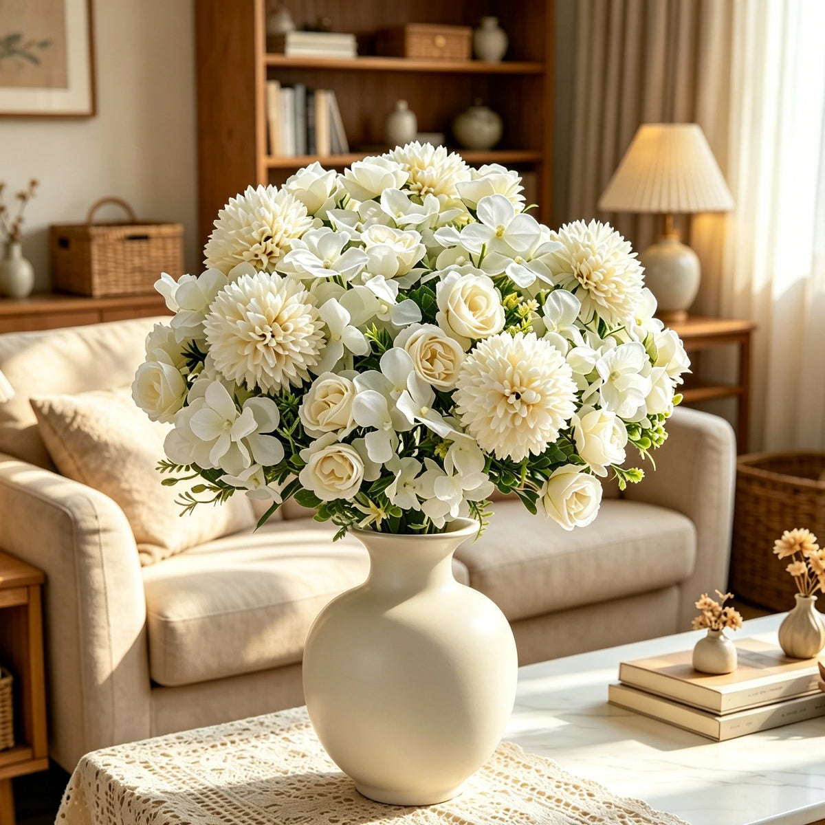 Silk Rose & Chrysanthemum Artificial Bouquet – Wedding Décor Artificial Flower Bouquet Babs