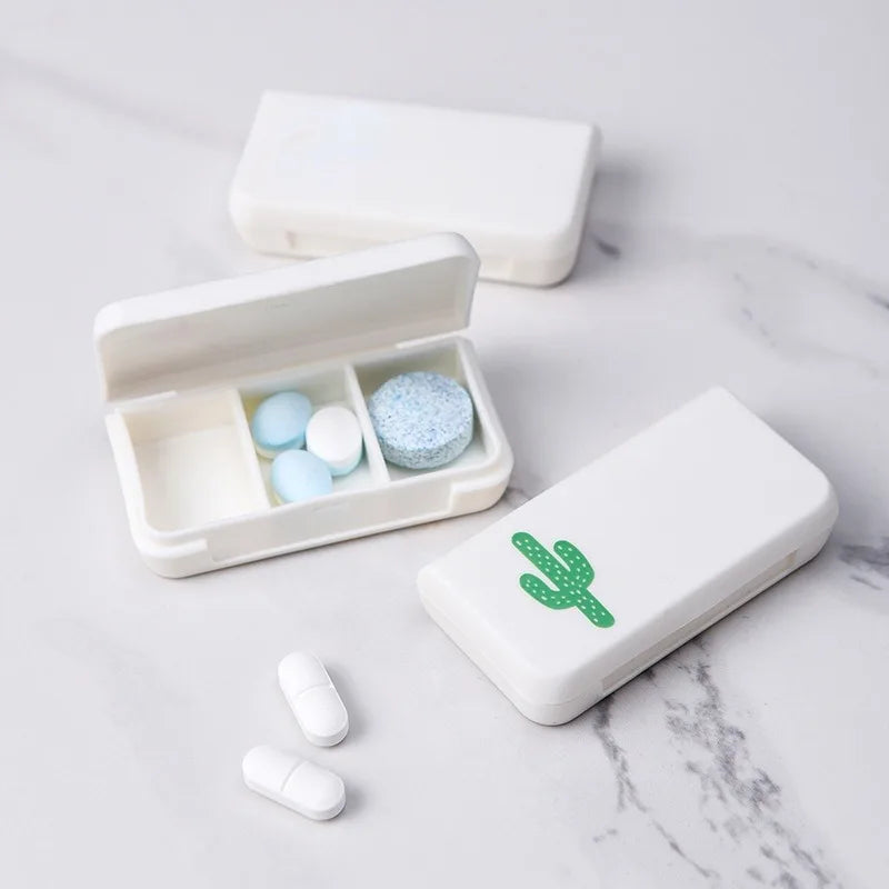 2pcs Mini 3-Grid Pill Organizer – Cute Travel Tablet Case Pill Organizer Case Babs