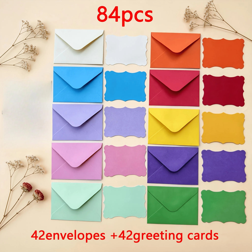 84-Pc Multicolor Wavy Edge Note Cards & Envelopes – DIY Kit Greeting Card Kit Babs 84pcs