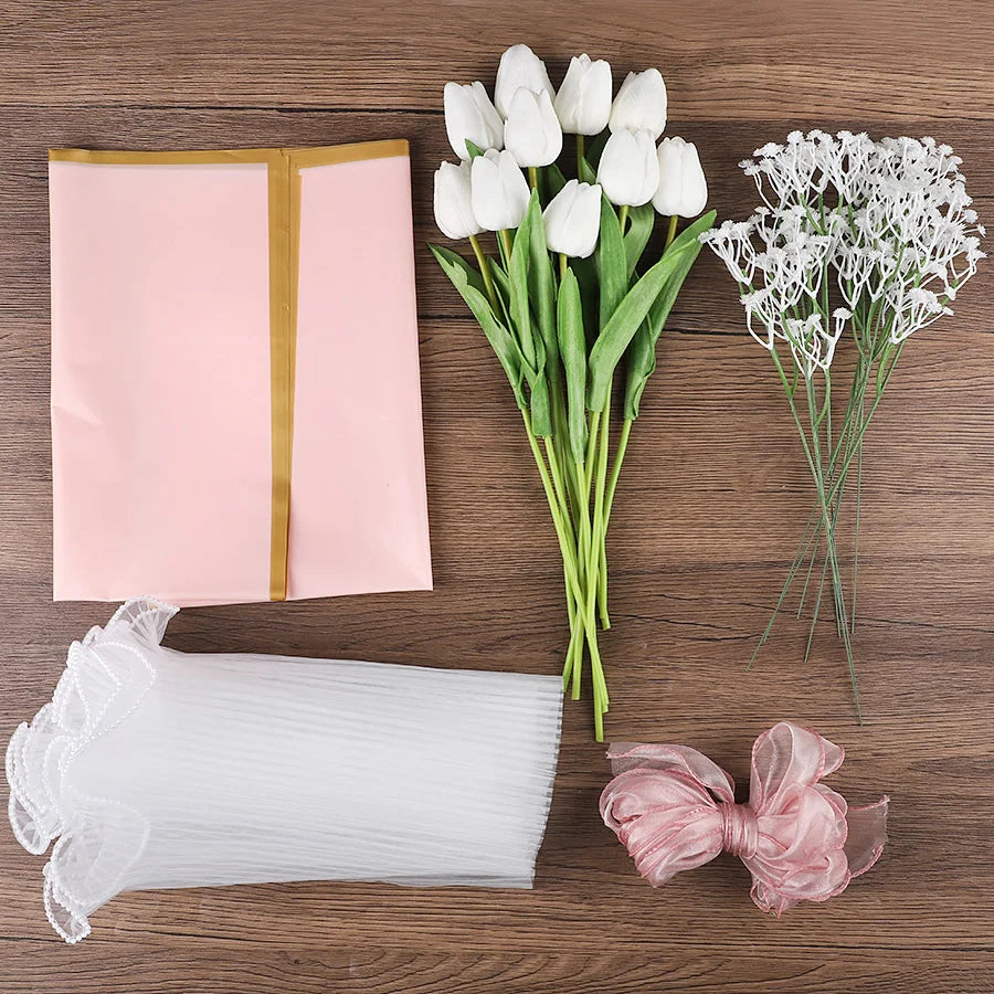 Artificial Tulip & Baby's Breath Bouquet | Wedding & Gift Artificial Flower Bouquet Babs