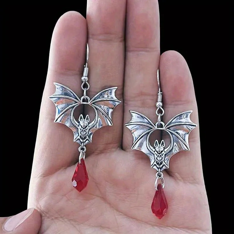 Gothic Vampire Bat Drop Earrings – Witch Jewelry Zinc Alloy Gothic Drop Earrings Babs