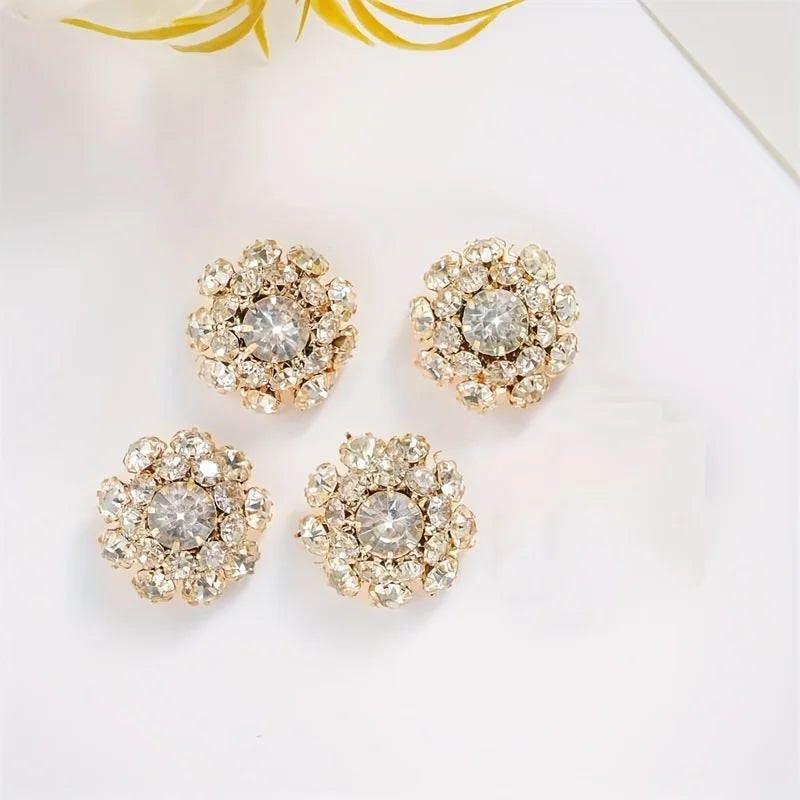 4 Rhinestone Crystal Shank Buttons for DIY Wedding Fashion Rhinestone Shank Buttons Babs golden 4pcs