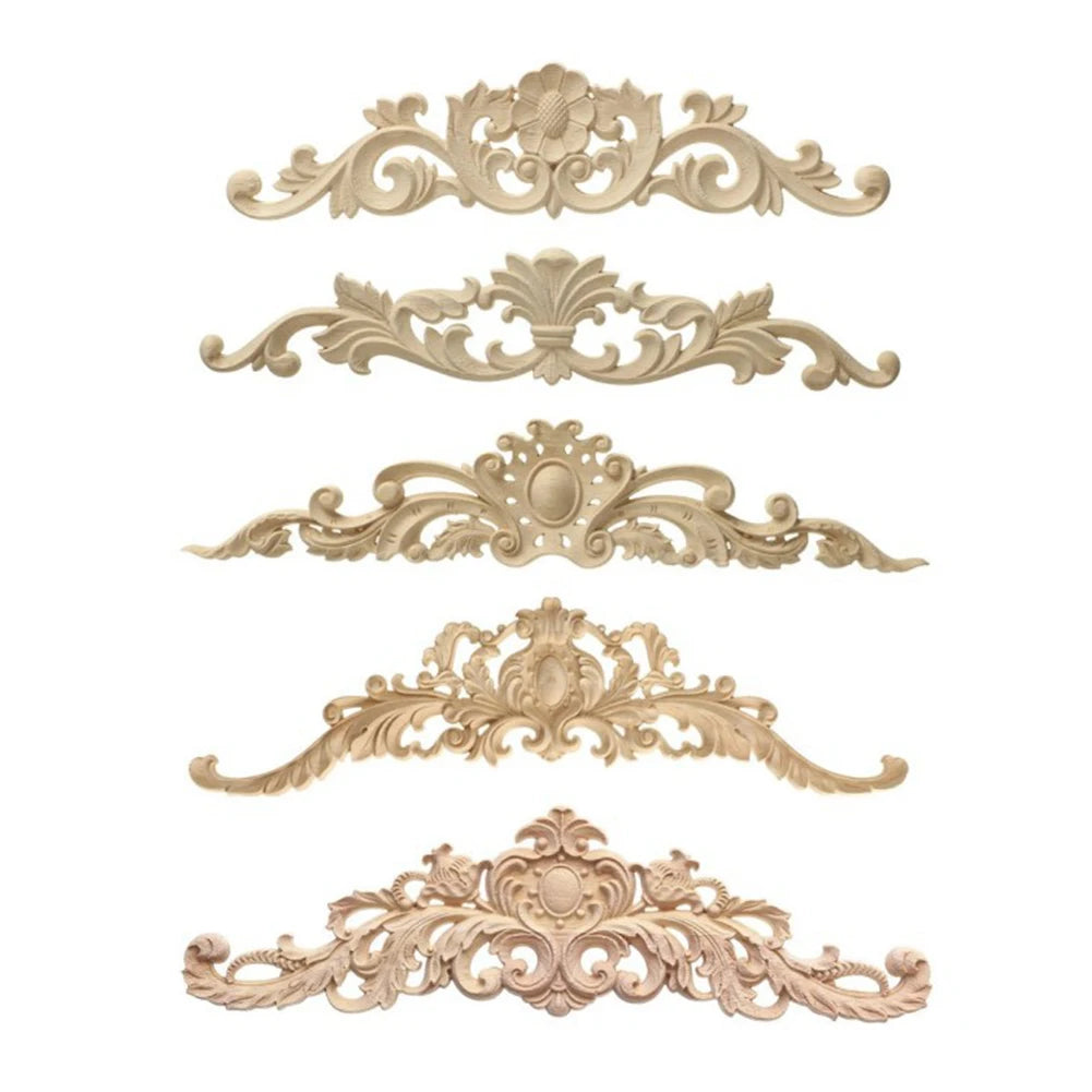 Retro Wood Applique Onlay Decal – Carved Furniture Door Decor Wood Applique Decal Babs