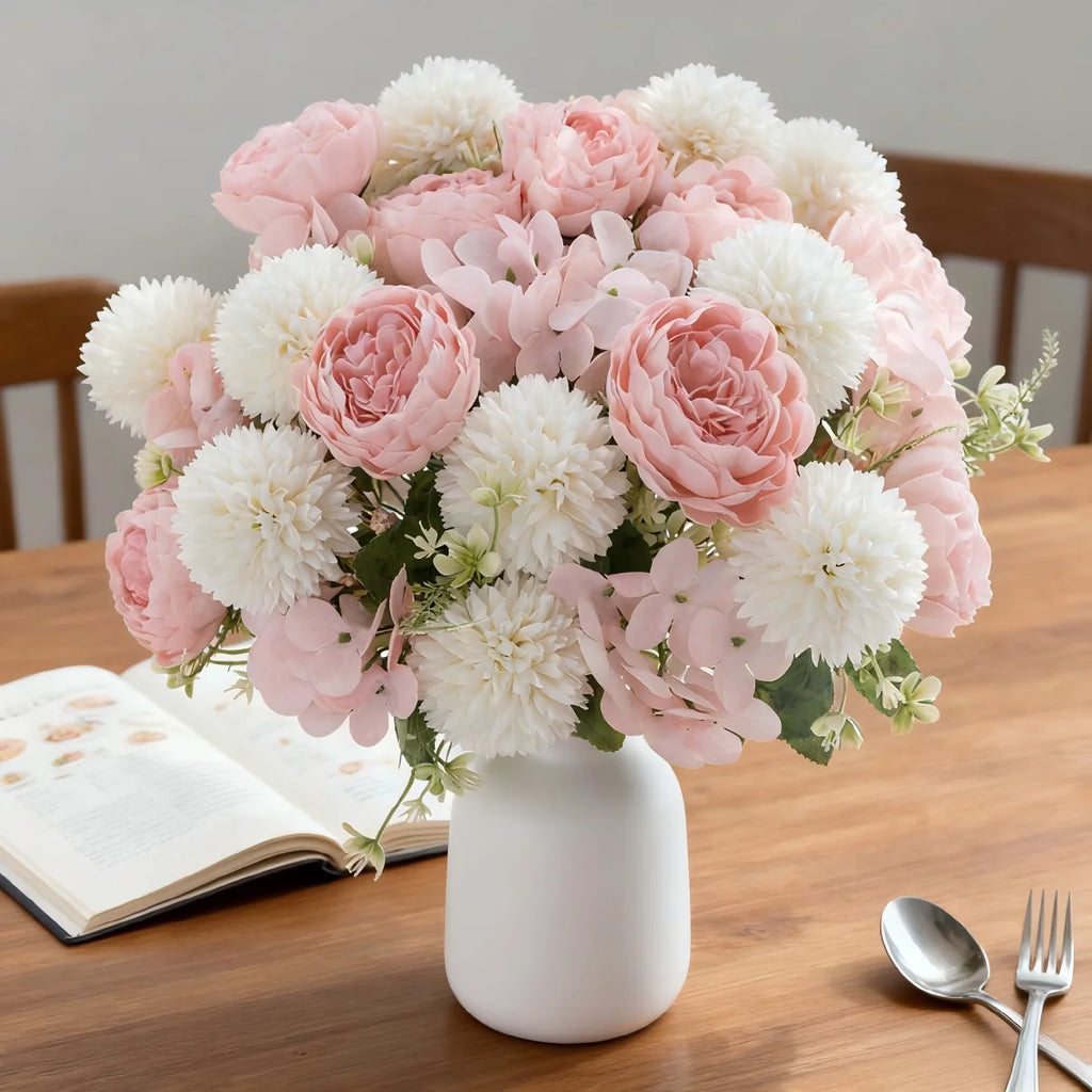 Silk Peony Hydrangea Artificial Flower Bouquet 32cm Artificial Flower Bouquet Babs