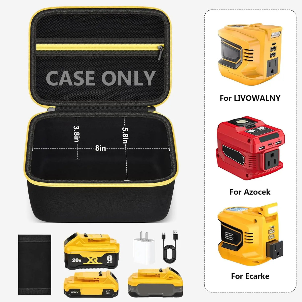 Hard Case for 200–220W Power Inverters & 18V 20V Batteries Inverter Carrying Case Babs