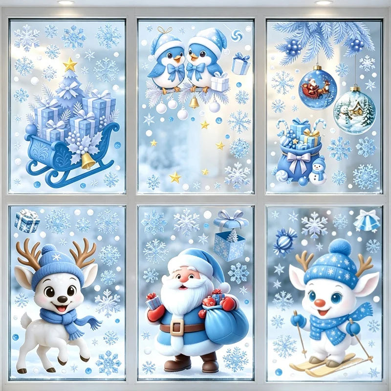 Christmas Window Static Clings – Santa, Snowman & Snowflake Window Static Clings Babs
