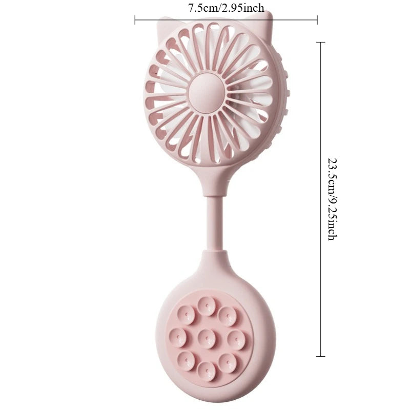 Portable Cat Ear Mini Fan – Phone Clip & Suction Cup, Rechargeable Portable Mini Fan Babs