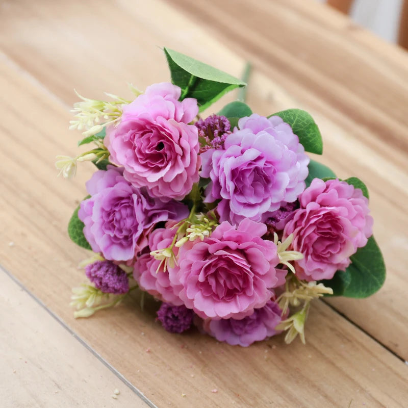 Silk Peony Artificial Flowers – White Bouquet, Home & Wedding Artificial Silk Flowers Babs Purple