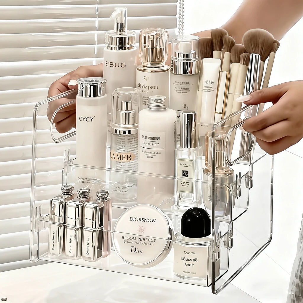 HOMEFISH Clear Compartment Cosmetic Storage Box & Display Rack Cosmetic Storage Box Babs