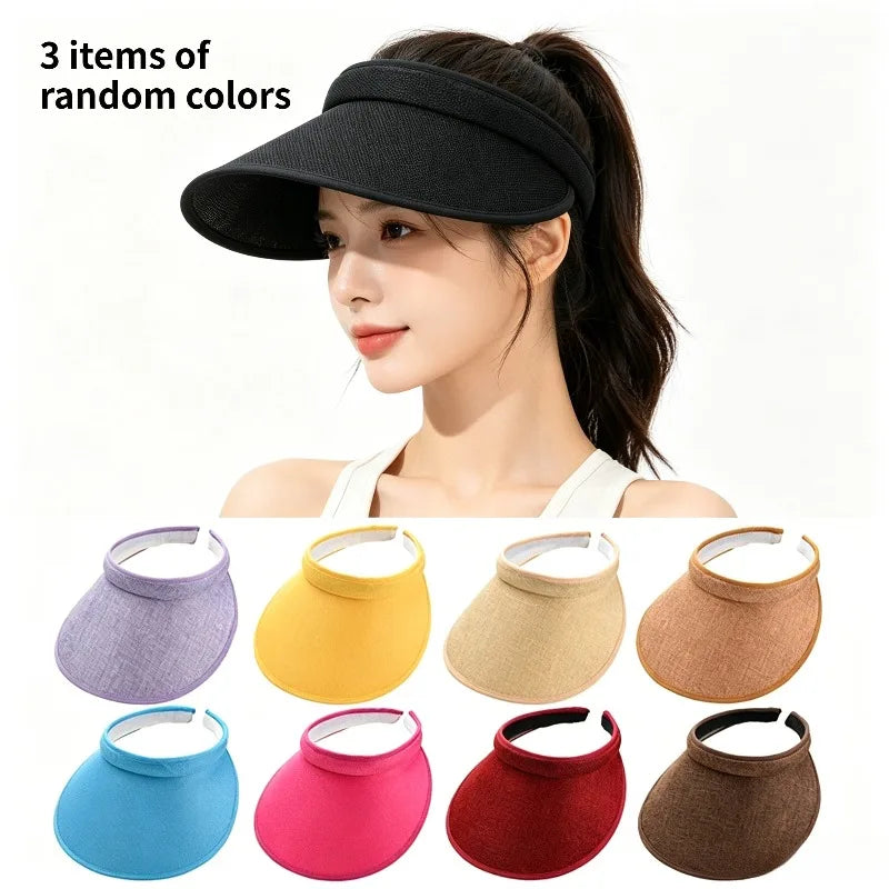 3-Pack Open-Top Sun Hat – Breathable Headband Style UV Hat Sun Protection Hat Babs 3 items with random