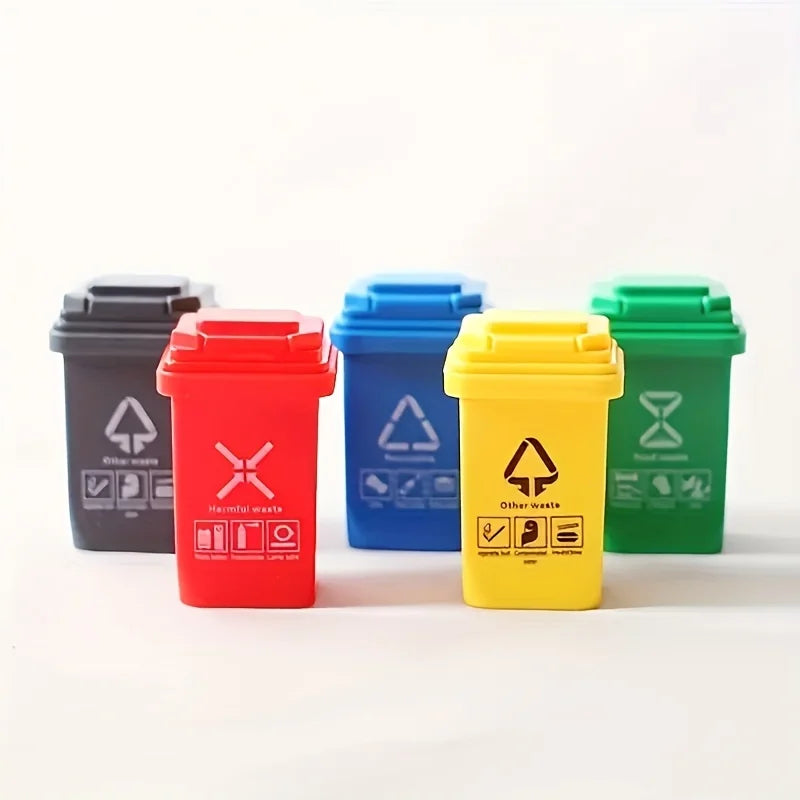 5-Pack Mini Garbage Sorting Trash Can Toy Set & Party Supplies Mini Toy Trash Can Set Babs