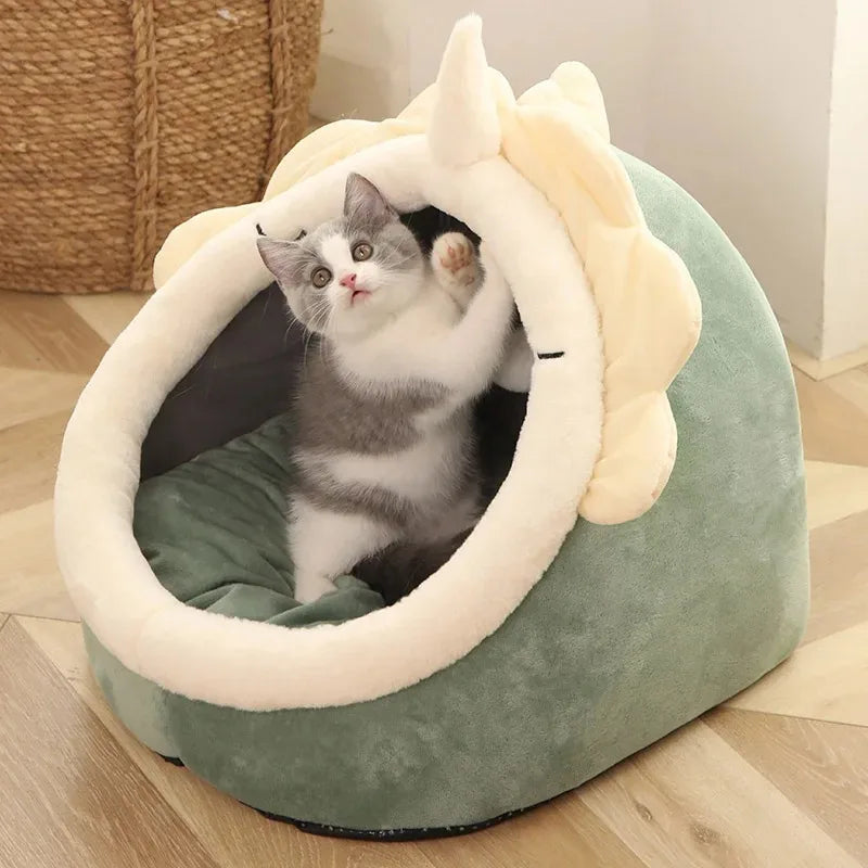Cartoon Cave Cat Bed – Foldable, Washable, 100% Cotton Cat Cave Bed Babs