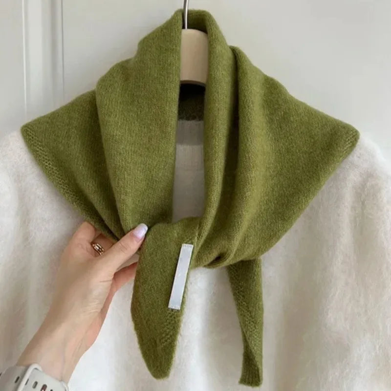 Women's Wool Knit Triangular Scarf – Headscarf & Wrap Knitted Triangular Scarf Babs