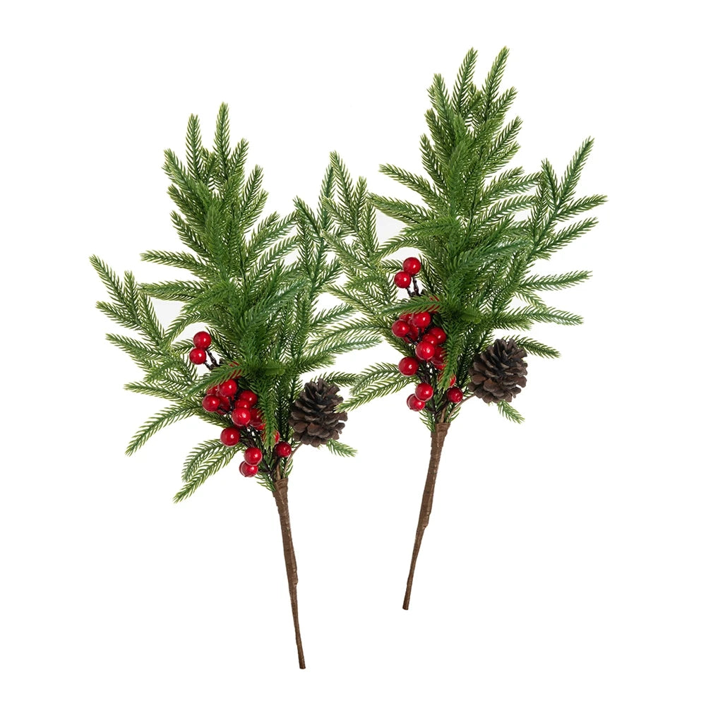 Artificial Pine Needle Stem – Christmas Wreath & Table Decor Artificial Plant Stem Babs style1 1pc