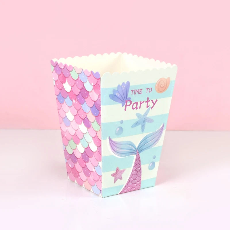 Mermaid Party Popcorn & Candy Gift Boxes – 6 or 12 Pcs Party Favor Boxes Babs