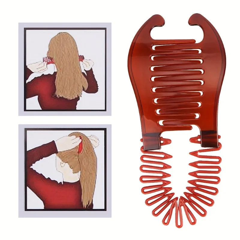 Banana & Ponytail Hair Clips for Women – 4pcs Red & Black Set Hair Styling Clips Babs