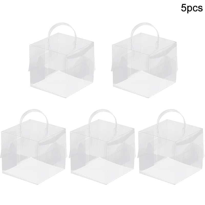 Transparent Cake Box with Handle – Cupcake Gift Packaging 5/2Pcs Cake Packaging Box Babs 5Pcs 15x15x15cm