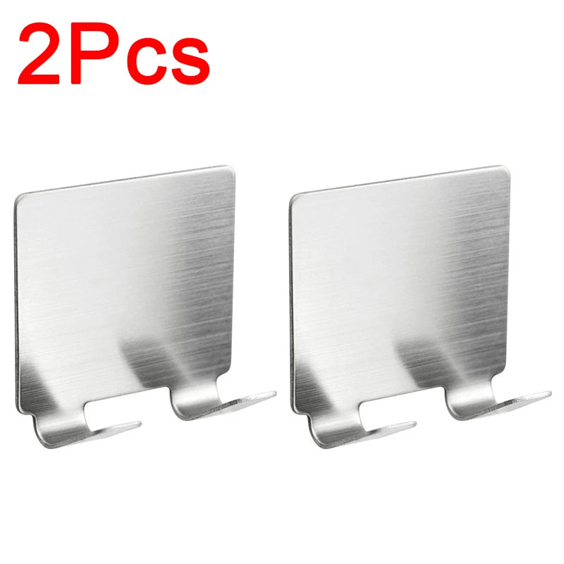 2-Pack Stainless Steel Adhesive Razor & Shaver Wall Hook Holder Adhesive Wall Hook Babs 2pcs Double Hook