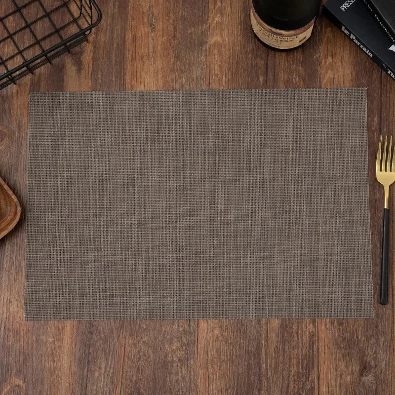Washable PVC Woven Placemats – Durable Vinyl Dining Table Mats Vinyl Table Placemats Babs Style 6 30X45CM