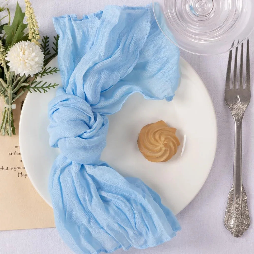 Reusable Gauze Napkins 50x50cm – Solid Color Polyester Table Linen Cloth Table Napkin Babs sky blue