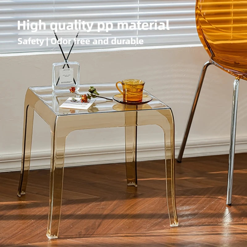 Nordic Transparent Square Side Table | Minimalist Acrylic Look Side Table Babs