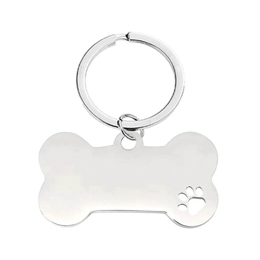 Personalized Pet Bone Pendant Metal Keychain – Engraved Dog Tag Pet Tag Keychain Babs