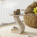 Modern Round Side Table – Rock Slab Top & Iron Frame, 50×55cm Round Side Table Babs Apricot