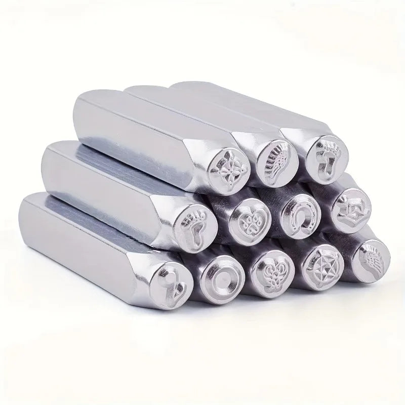 12-Piece Metal Stamping Tool Set 6mm – Jewelry Leather Wood Craft Metal Stamping Set Babs