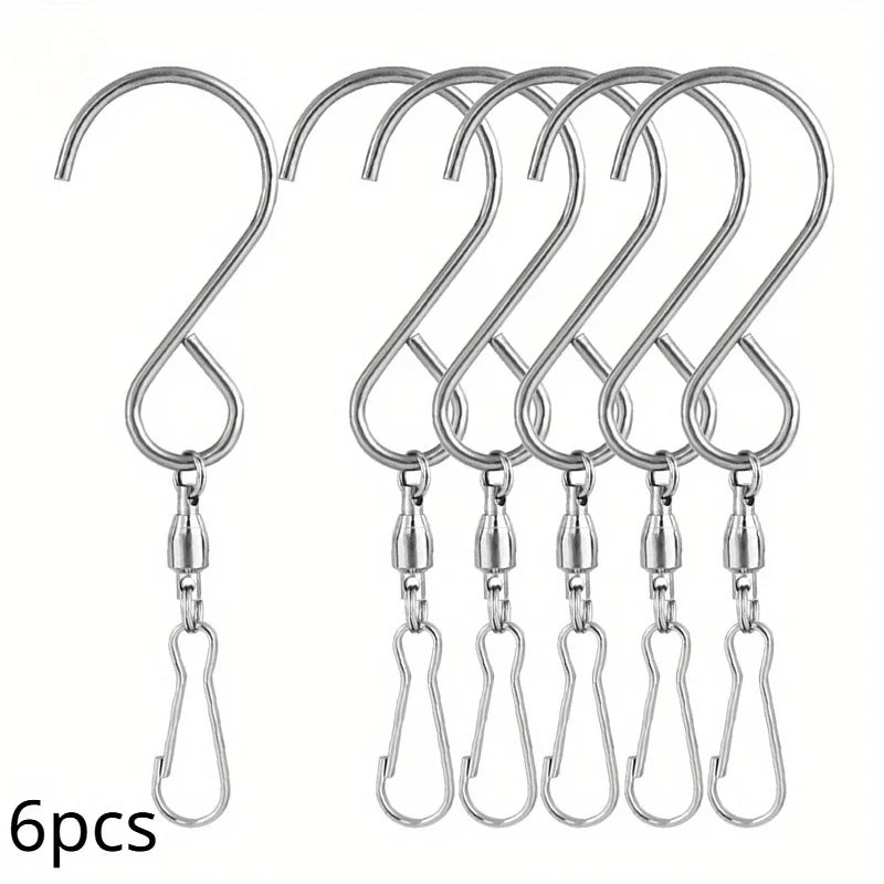 360° Rotating Stainless Steel Hooks for Wind Chimes & Decor Rotating Hanging Hook Babs 6pcs
