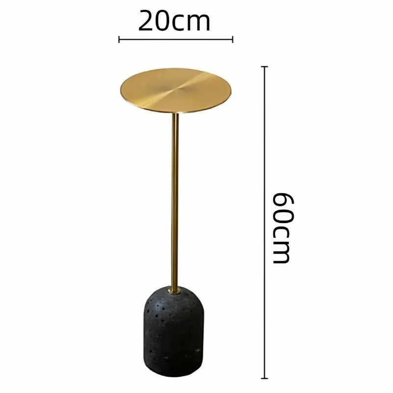 Modern Round Travertine & Stainless Steel Side Table | 60CM Side Table Babs