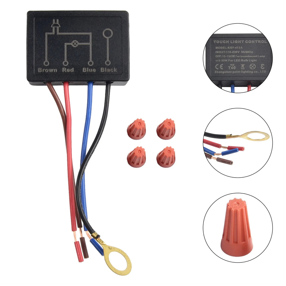 220V 3-Way Touch Dimmer Switch for Table Lamps & Sconces Touch Dimmer Switch Babs