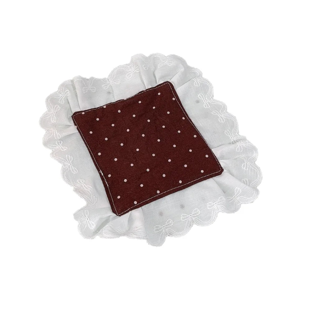 Polka Dot Square Coaster | Heat-Insulating Cotton Linen Mat Decorative Coaster Mat Babs Brown