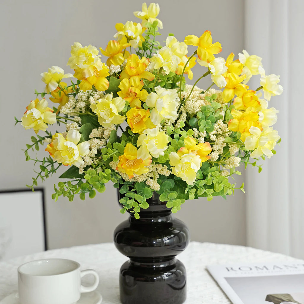 6-Head Silk Artificial Tea Bud Flowers – Wedding & Home Décor Artificial Flower Branch Babs