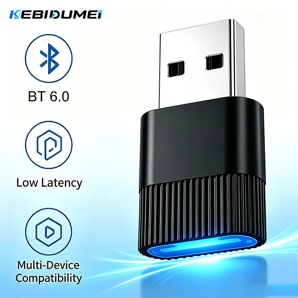 KEBIDUMEI Bluetooth 6.0 USB Adapter Wireless Dongle for PC & Laptop Bluetooth USB Adapter Babs