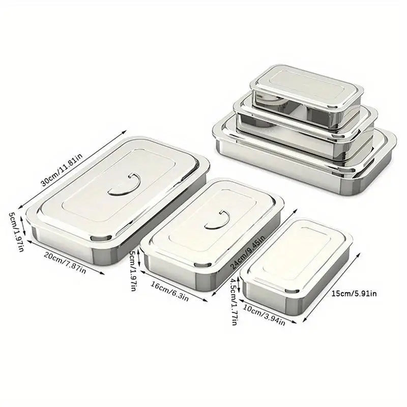 Stainless Steel Rectangular Storage Tray with Lid | 1pc Storage Tray with Lid Babs