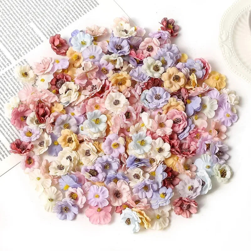 30Pcs Mini Daisy Artificial Silk Flower Heads for DIY Decor Artificial Silk Flowers Babs