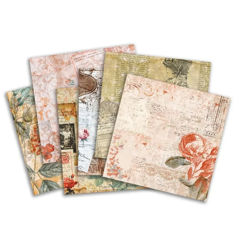 24 Sheets Vintage Floral Craft Paper Pad – Scrapbooking & Origami Craft Paper Pad Babs