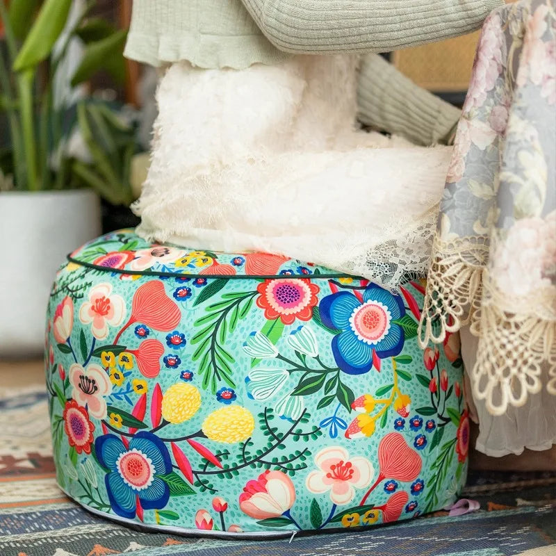Round Velvet Pouf Ottoman Footstool – Modern Luxury 50x30cm Velvet Pouf Ottoman Babs