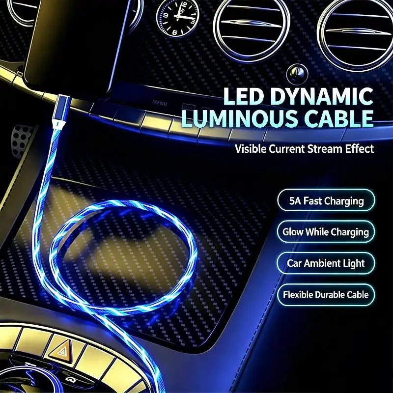 LED Flowing Light USB-C Fast Charging Cable | Glow Effect LED Charging Cable Babs
