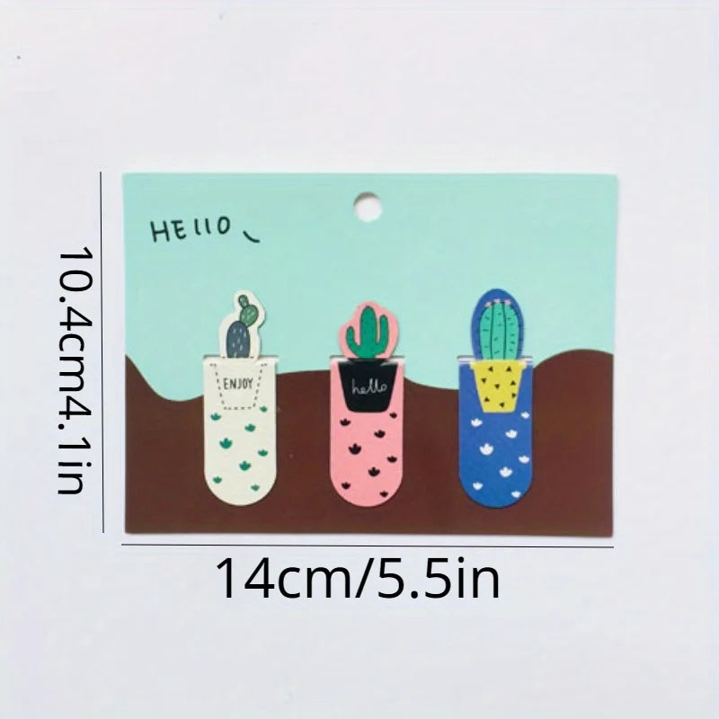 Cactus & Sakura Magnetic Bookmarks – Page Marker Set Magnetic Bookmarks Babs