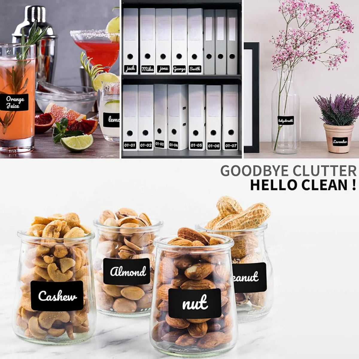 120pcs Waterproof Reusable Chalkboard Labels for Pantry & Jars Chalkboard Label Stickers Babs