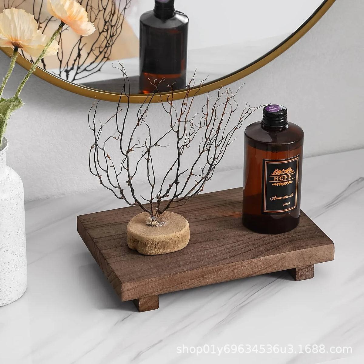 Wooden Square Tray – Rustic Bathroom & Decorative Storage Decorative Wooden Tray Babs Coffee