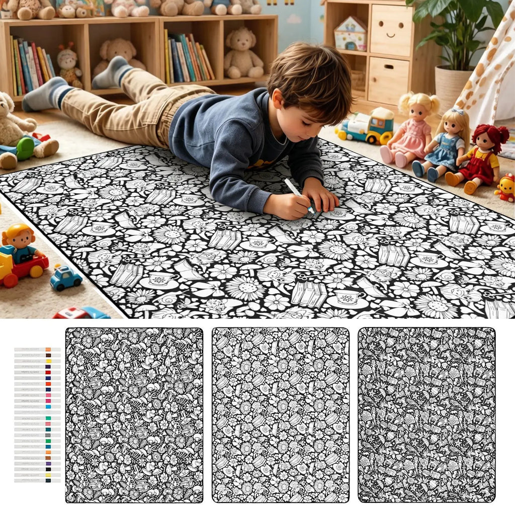 DIY Coloring Doodling Blanket + 24 Markers – Washable Art Gift DIY Coloring Blanket Babs