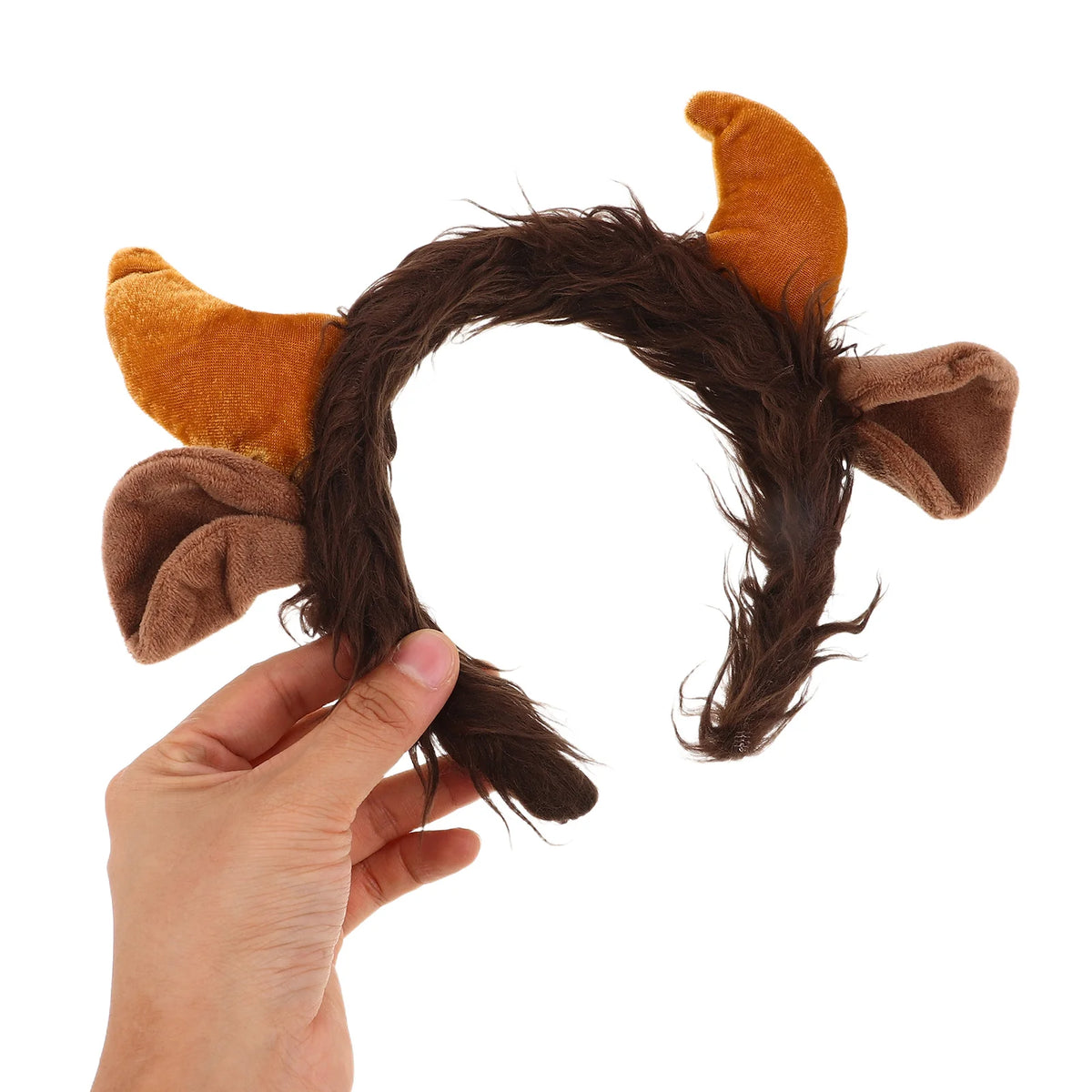 Plush Bull Horn Headband & Tail Set – Cow Cosplay Costume Cosplay Costume Set Babs