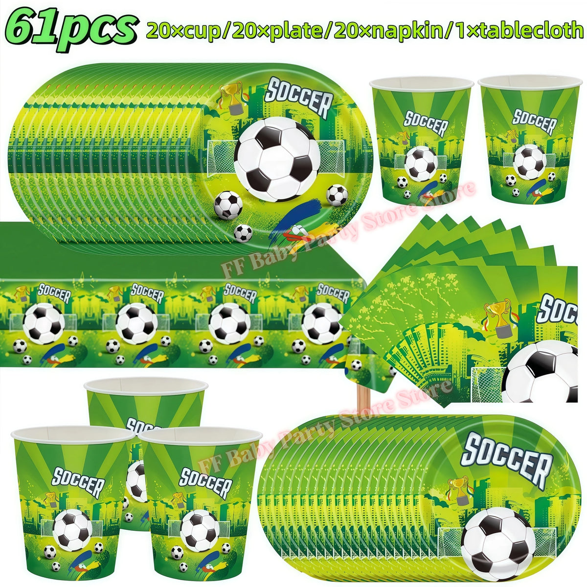 Soccer Football Birthday Party Decorations – Balloons, Plates & Cups