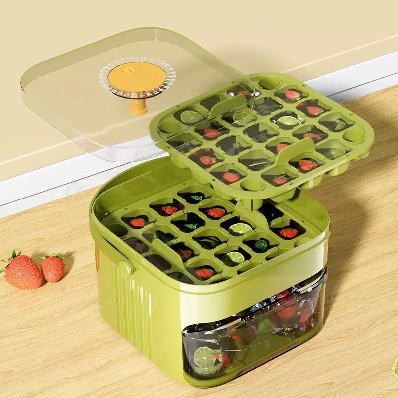 Ice Cube Trays with Lid & Bin – 2 Pack Easy Release Set Ice Cube Tray Set Babs