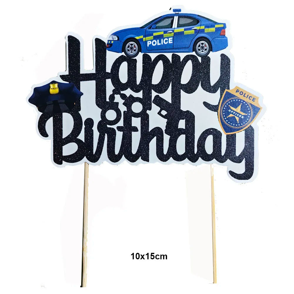 Police Theme Kids Party Supplies – Plates, Cups & Balloons Set